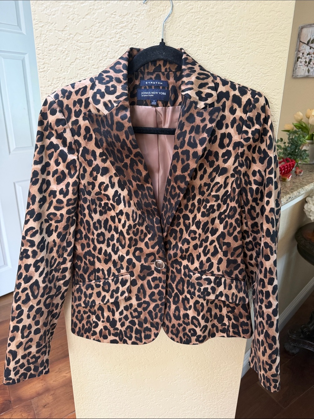 Jones New York Leopard-Print Single-Button Blazer - Brown & Black